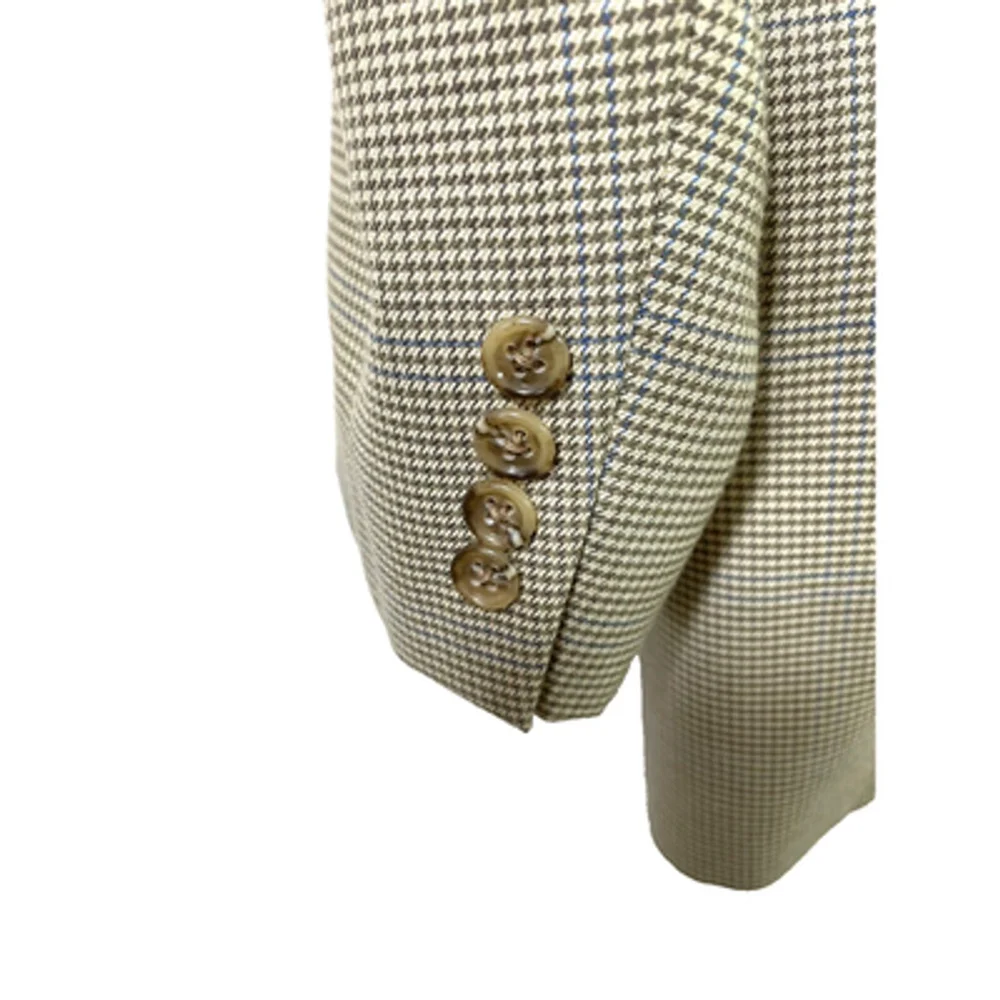 Macy's Club Room Brown Tan Houndstooth Sport Coat Blazer 42R